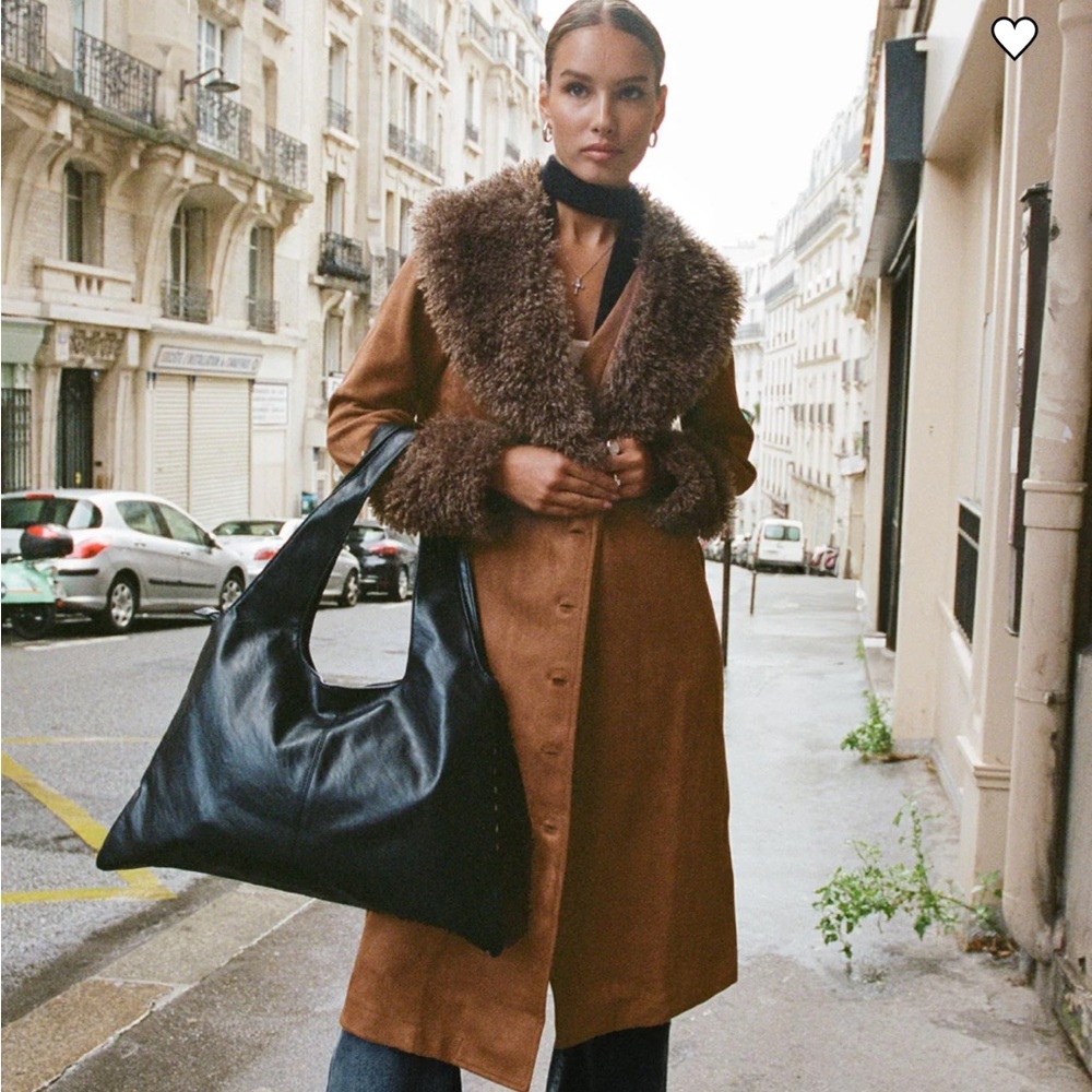 Princess Polly After Party Shearling Jacket Brown